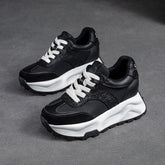 Women Retro Patchwork Leather Thick Soled Casual Shoes Newgew Shoes