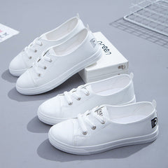 Women's Slip-on Summer White Flat Skateboard Korean Canvas Shoes Newgew