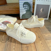 Women's Step On Two Wear Platform White Canvas Shoes Newgew