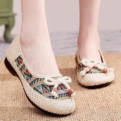 Women's Ethnic Style Embroidered Antique Soft Bottom For Canvas Shoes Newgew