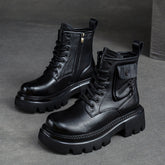 Women Retro Casual Leather Platform Boots Newgew Shoes