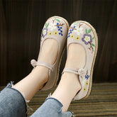 Women's Elegant Mesh Flat Embroidered Canvas Shoes Newgew