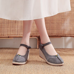 Women's Classic Cloth Embroidered Cotton And Linen Retro Canvas Shoes Newgew