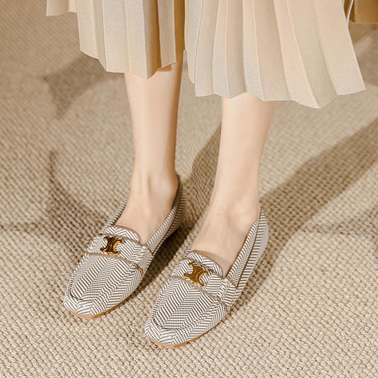 Flat Soft Sole Flying Woven Square Toe Loafers NewGew