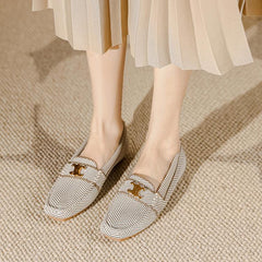 Flat Soft Sole Flying Woven Square Toe Loafers NewGew
