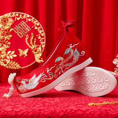 Women's Winter Fleece-lined Pearl Tassel Warped Head Canvas Shoes Newgew