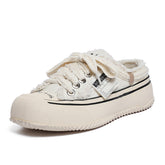 Women's Thick Bottom Slip-on Dad Height Increasing Leisure Canvas Shoes Newgew