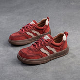 Women Retro Patchwork Leather Comfort Flat Casual Shoes Newgew Shoes