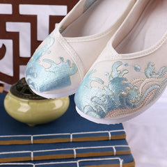 Women's Ancient Style Old Beijing Cloth Low Canvas Shoes Newgew