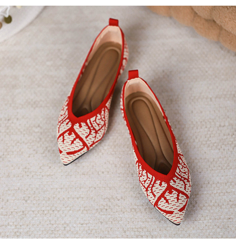 Pointed Knitted Egg Roll Flat Flying Woven Shoes NewGew