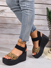 Reece Cheetah Wedge Buckle Straps Sandals NewGew