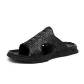 Men Crocodile Casual Black Slides Sandals Newgew Shoes
