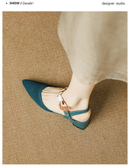 Ribbon pointed toe woven shoes NewGew