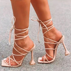 Level Up Lace Up Block Heels Newgew
