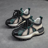 Women Fashion Color Matching Leather Lug Sole Casual Shoes Newgew Shoes