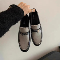 Metal buckle fringe color matching leather shoes NewGew