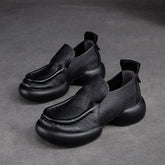 Women Retro Minimalist Soft Leather Thick Soled Casual Shoes Newgew Shoes