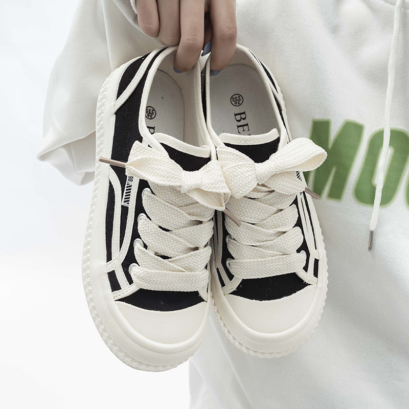 Women's Classic Style Round Head Thick Bottom Canvas Shoes Newgew