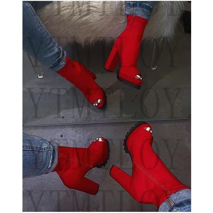 PLACEHOLDER - Call Me Baby Peep Toe Stiletto Booties Newgew