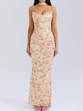 Floral Strapless Bodice and High Waist Skirt with Tie Set Newgew Dresses
