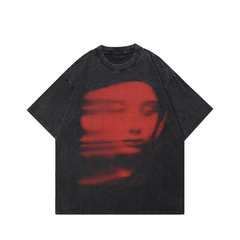 'Red Phantom Face' Acid Wash Graphic T-Shirt Newgew