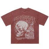 Retro Skulls Washed Graphic T-Shirt Newgew