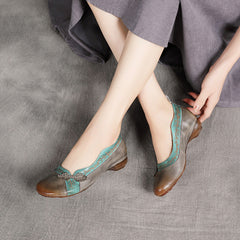Retro Slip-On Round Toe All-match Women Shoes Newgew Shoes