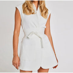 V-Neck Design Belted Dress Newgew Dresses