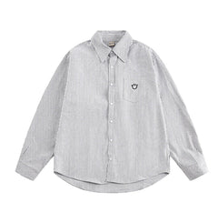 Smiley Face Embroidered Stripe Shirt Newgew