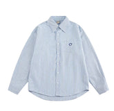 Smiley Face Embroidered Stripe Shirt Newgew