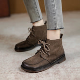 Square Toe Retro Soft Leather Boots Newgew Shoes