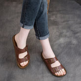 Summer Retro Casual Leather Velcro Slippers Newgew Shoes