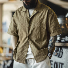 Textured Cuban Revere Collar Shirt Newgew