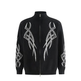 Tribal Intarsia Zip-up Cardigan Newgew
