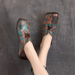 Women Retro Polka Dots Leather Soft Flats Newgew Shoes