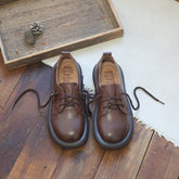 Women Retro Cowhide Soft Flat Casual Shoes Newgew Shoes