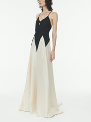 Fashion Contrasting Stitching Slim Suspender Maxi Dress Newgew Dresses