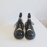 Women Retro Color Matching Patchwork Boots Newgew Shoes