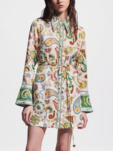 Exquisite And Fashionable Printed Trumpet Sleeve Mini Dress Newgew Dresses