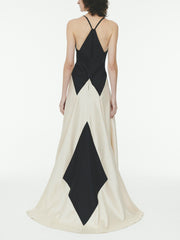 Fashion Contrasting Stitching Slim Suspender Maxi Dress Newgew Dresses