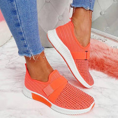 Women Fashion Bling Rhinestones Flyknit Fabric Slip On Breathable Platform Sneakers NewGew