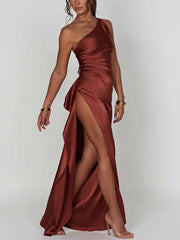 Satin Slit Maxi Dress Newgew Dresses
