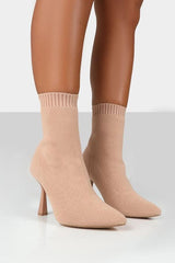 Fashion Pointed Mid-tube Knitted High-heel Boots NewGew
