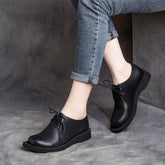 Women Retro Solid Cowhide Casual Shoes Newgew Shoes