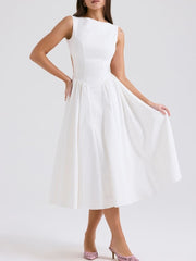 White Twill Midi Sundress Newgew Dresses