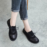 Women Leather Canvas Patchwork Flat Casual Shoes Newgew Shoes