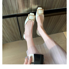 RV square buckle patent leather square toe flat shoes NewGew