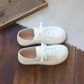 Women Casual Solid Leather Thick Soled Sneakers Newgew Shoes