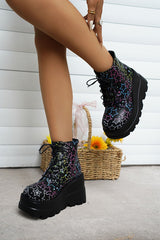 Casual Thick Sole Five-pointed Star Printed Short Boots NewGew