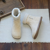 Women Retro Suede Fleece Flat Snow Boots Newgew Shoes